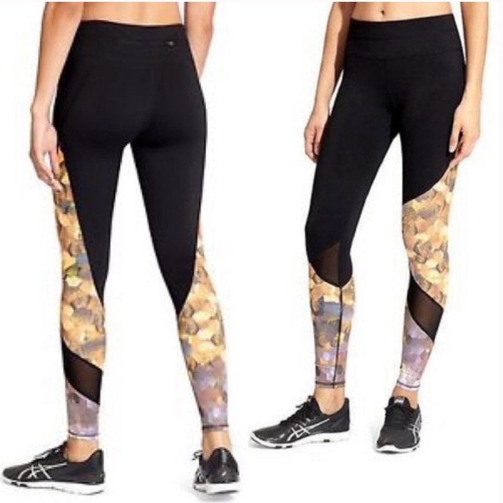 Athleta Asym Mesh Sonar Honeycomb Print Athletic Legging Extra Small XS